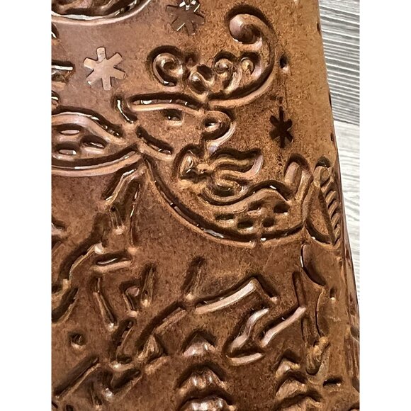 Christmas Punched Metal Santa Claus & Reindeer Pail Bucket Rustic Holiday Decor - Picture 9 of 9